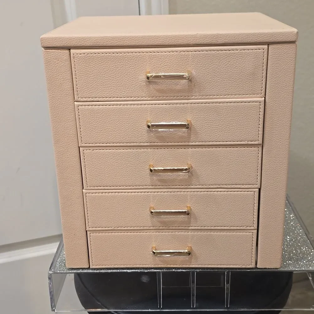 At‎ Home 5-Drawer Pink Leather Jewelry Organizer